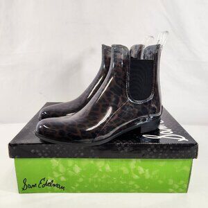 Sam Edelman Tinsley Rain Boot Leopard Clear Shiny Womens US Size 8 Unworn w/ Box